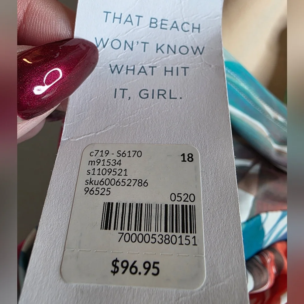 NWT Cacique Swim 18W Rainbow Leaf One Piece Tankini Swimsuit 2743-i